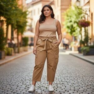 Marissa Webb Tan Trousers with Tie-Belt Waist